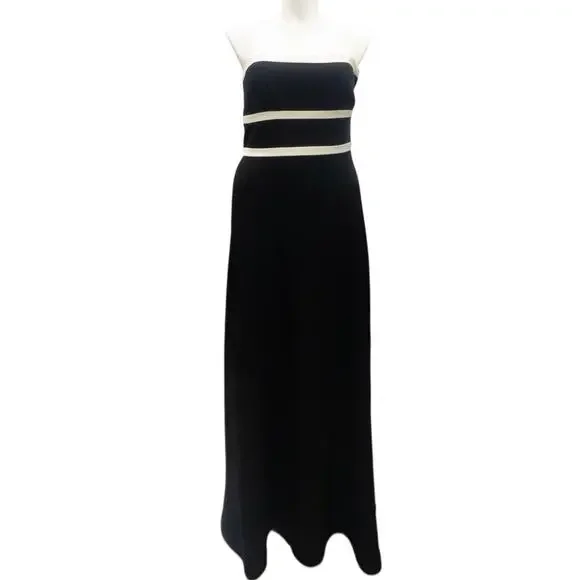 Ann Taylor Formal Gown Dress Black Ivory Cream Strapless Women's Size 14 - Picture 2 of 8